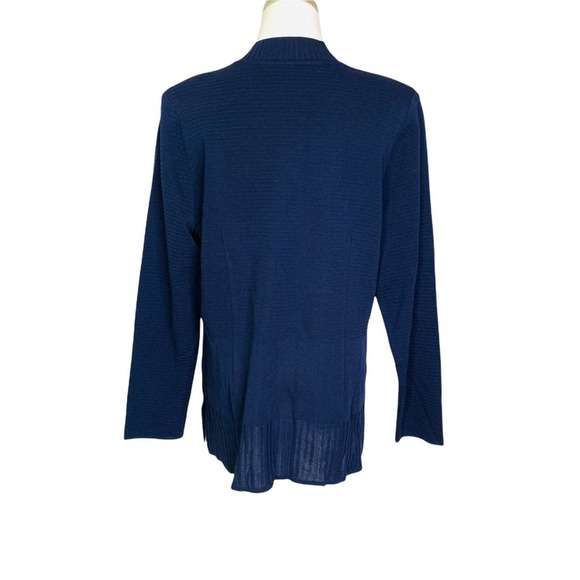 Misook Navy blue Zip Ribbed Jardigan MEDIUM 2818 - Picture 5 of 8